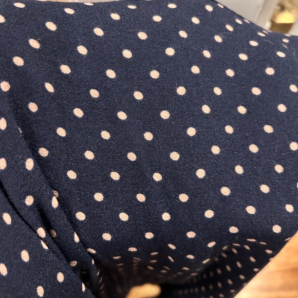 Reformation Navy and Pink Polka Dot Midi a line Skirt - Picture 3 of 5